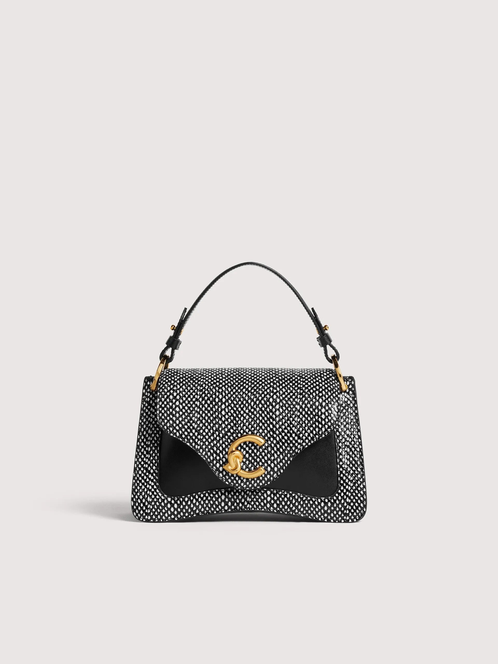 Coccinelle borsa a mano in pelle "C-Me Ela" Bianco e nero E1U4I180201.001 NOIR