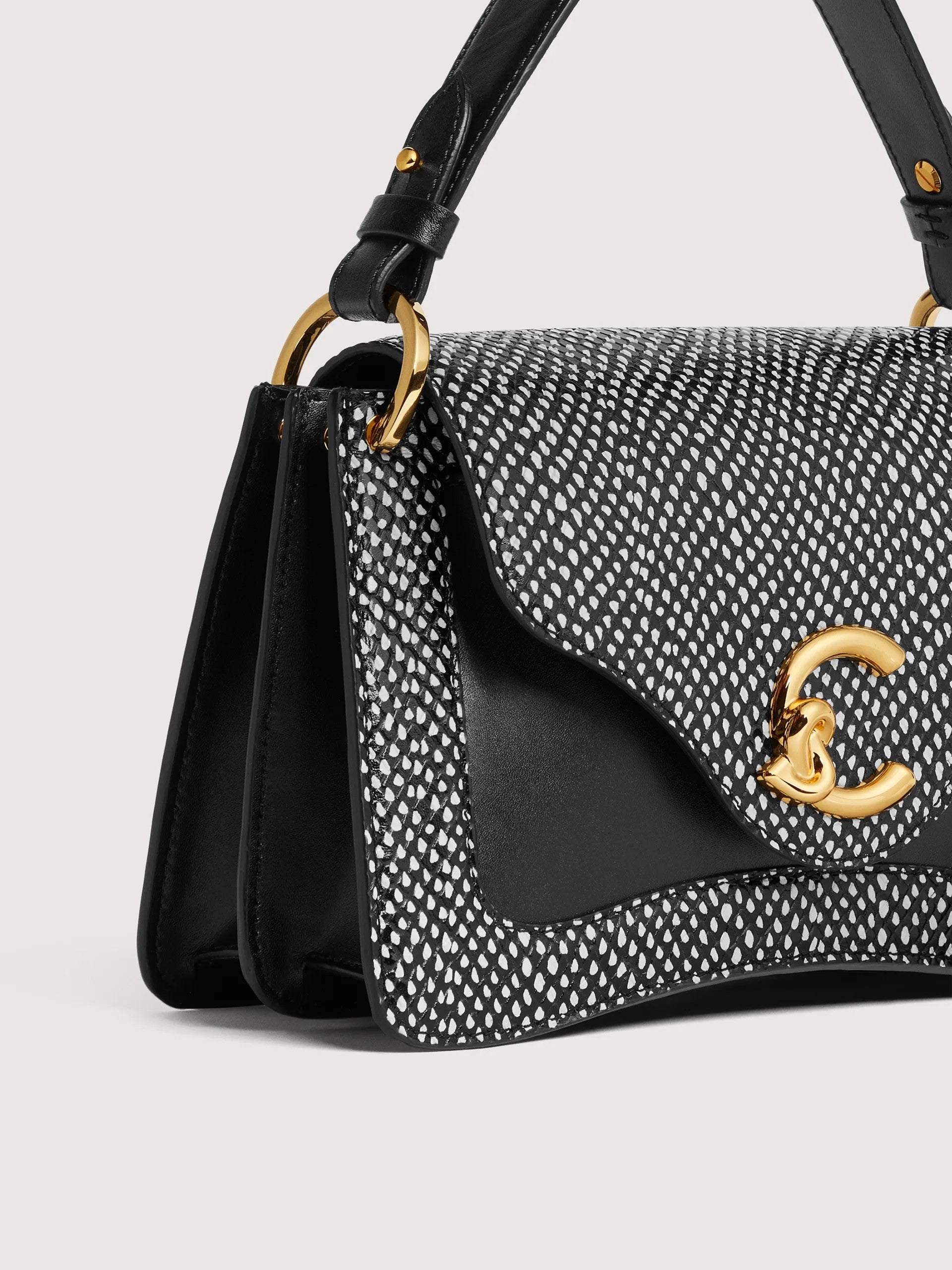 Coccinelle borsa a mano in pelle "C-Me Ela" Bianco e nero E1U4I180201.001 NOIR