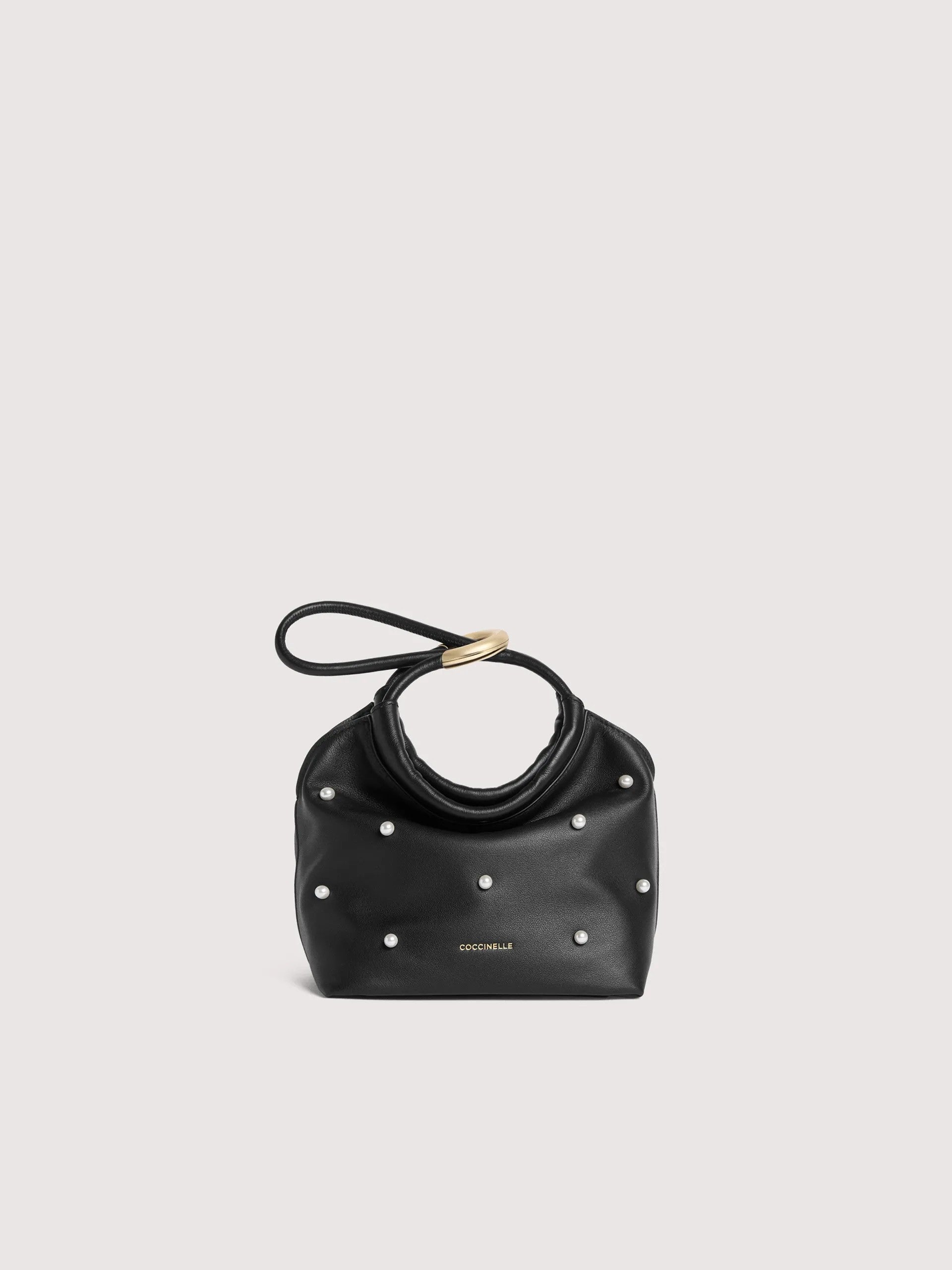Coccinelle borsa a mano in pelle "Finn Pouch Pearl" Nero E1UAB580101.001 NOIR