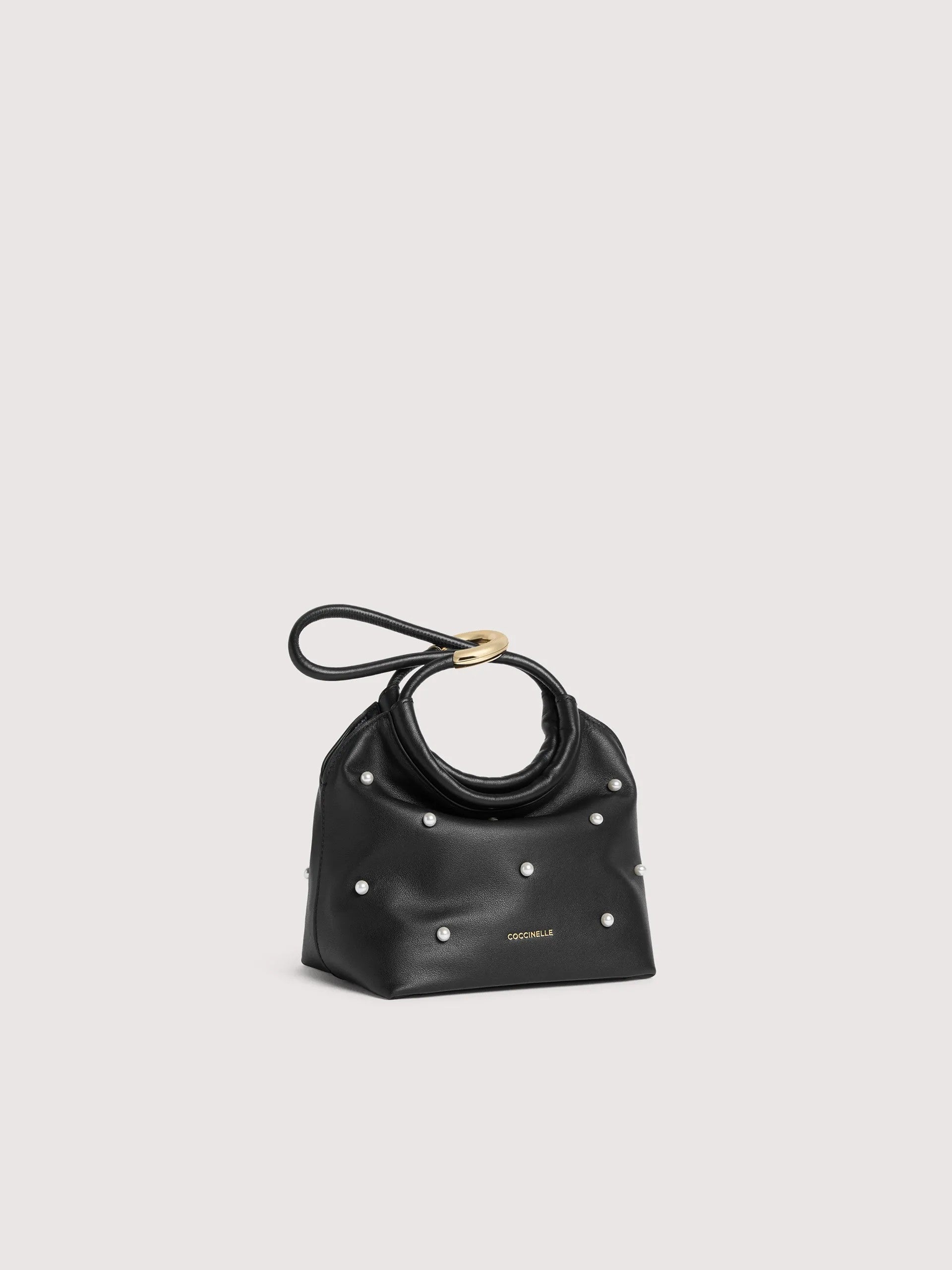 Coccinelle borsa a mano in pelle "Finn Pouch Pearl" Nero E1UAB580101.001 NOIR