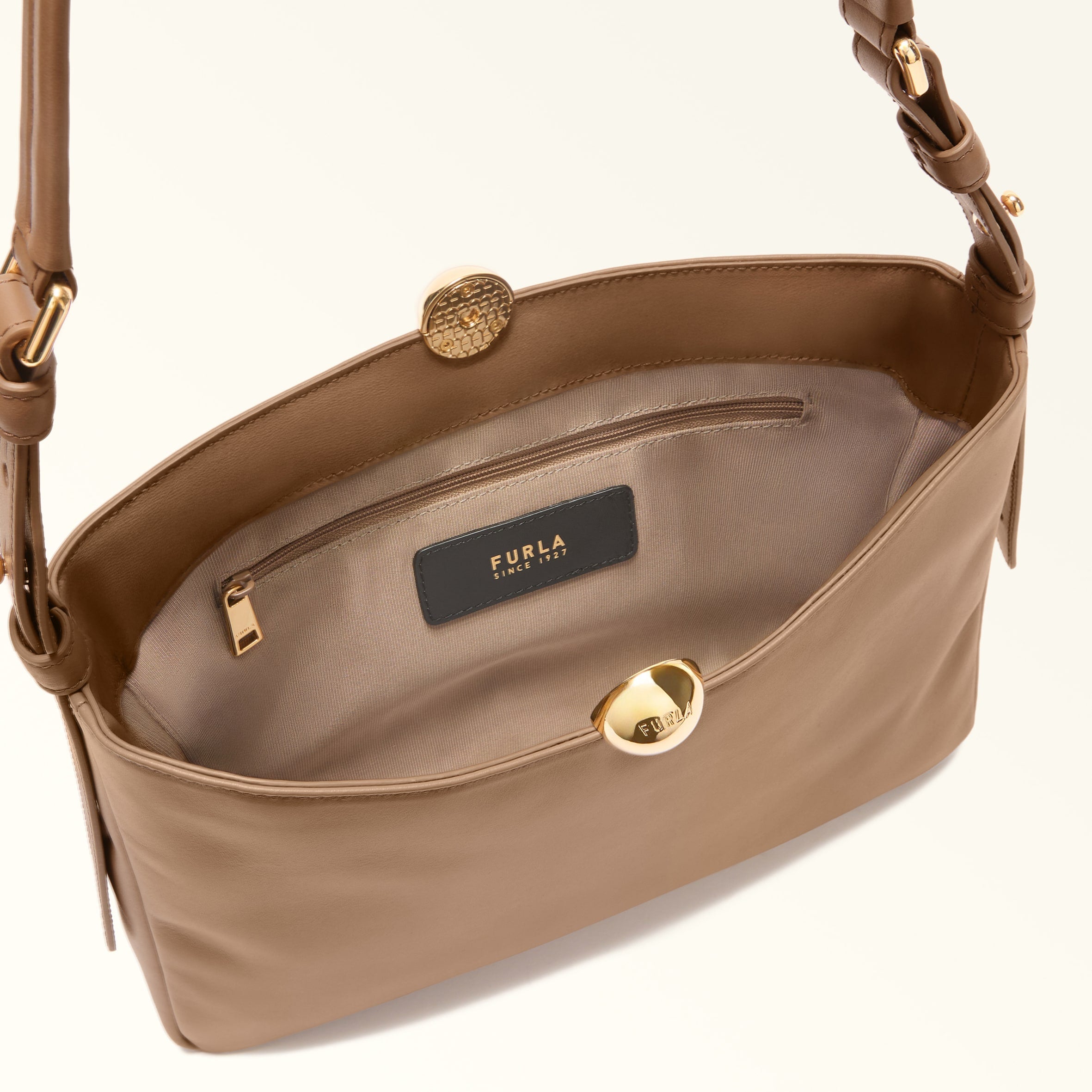 Furla borsa a spalla in pelle "Furla Sfera" Beige WB01403.4489S TOFFEE