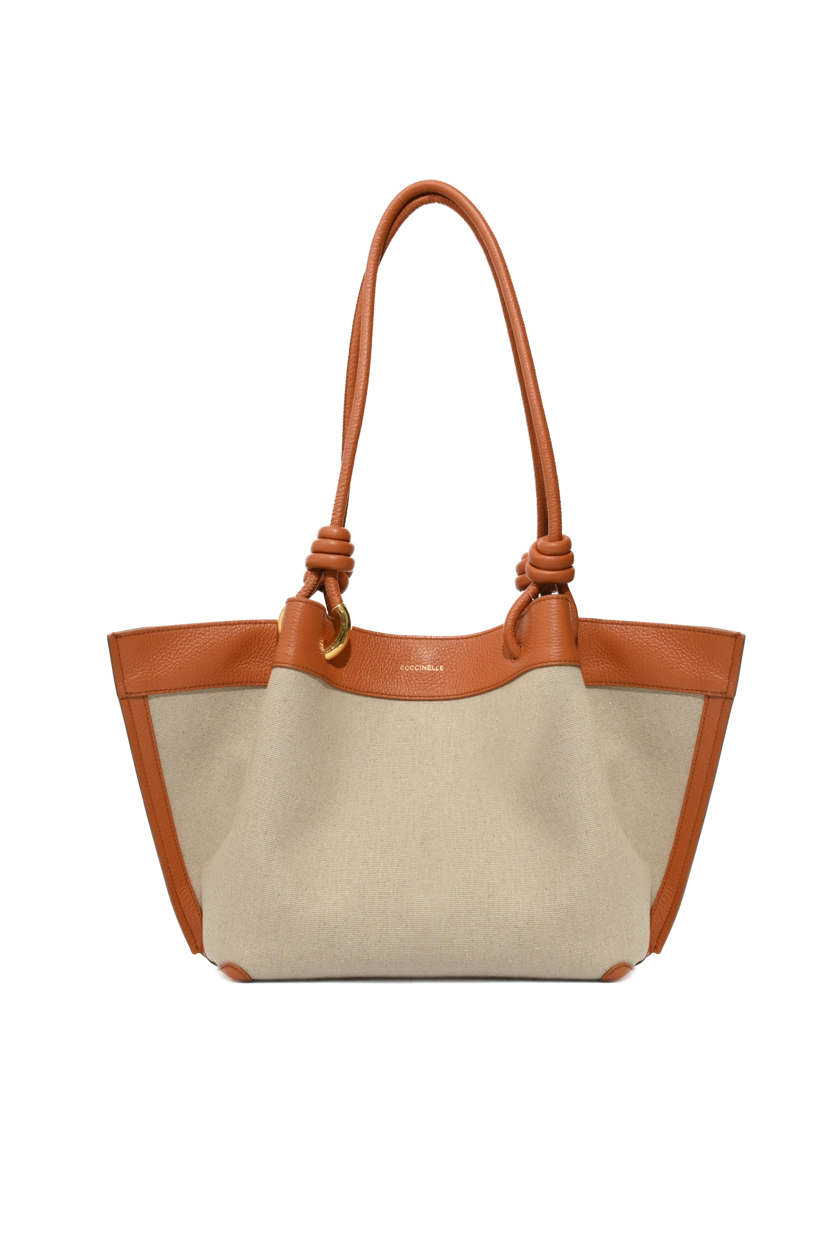 Coccinelle borsa shopping intessuto e pelle "Finn Canvas" Cuoio E1U06110201.822 NATURAL/CRAB