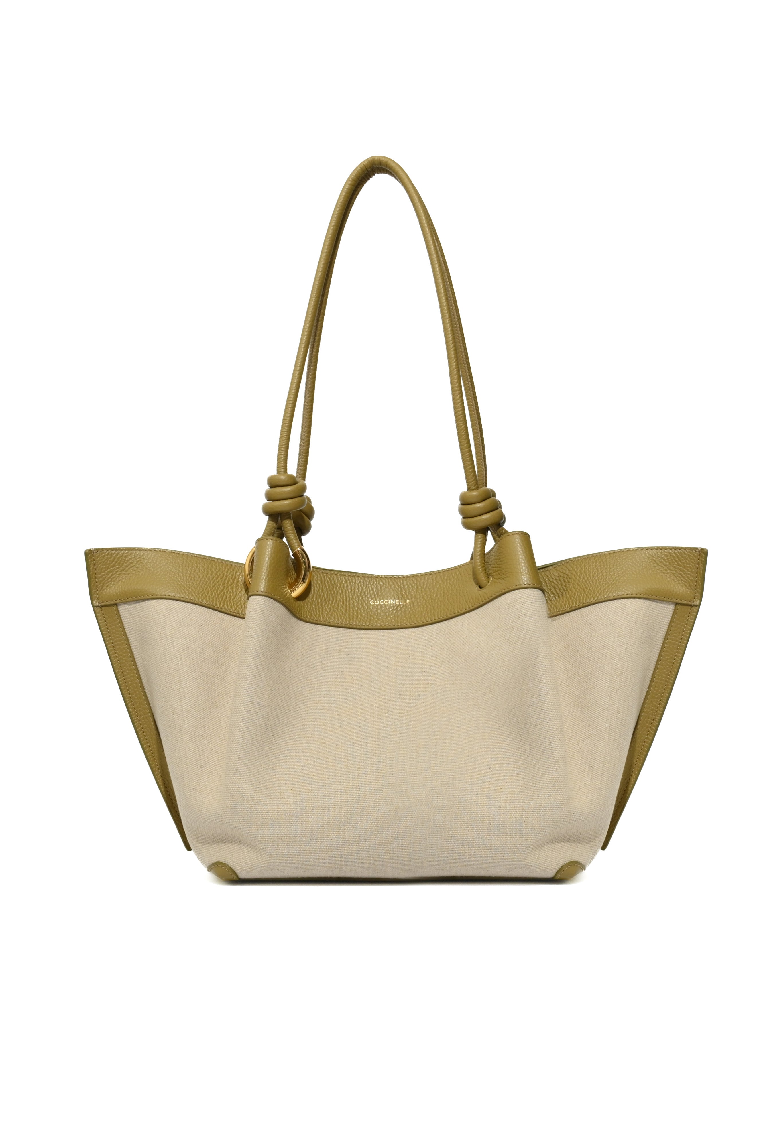 Coccinelle borsa shopping intessuto e pelle "Finn Canvas" Verde E1U06110201.824 NATURAL/SEAG