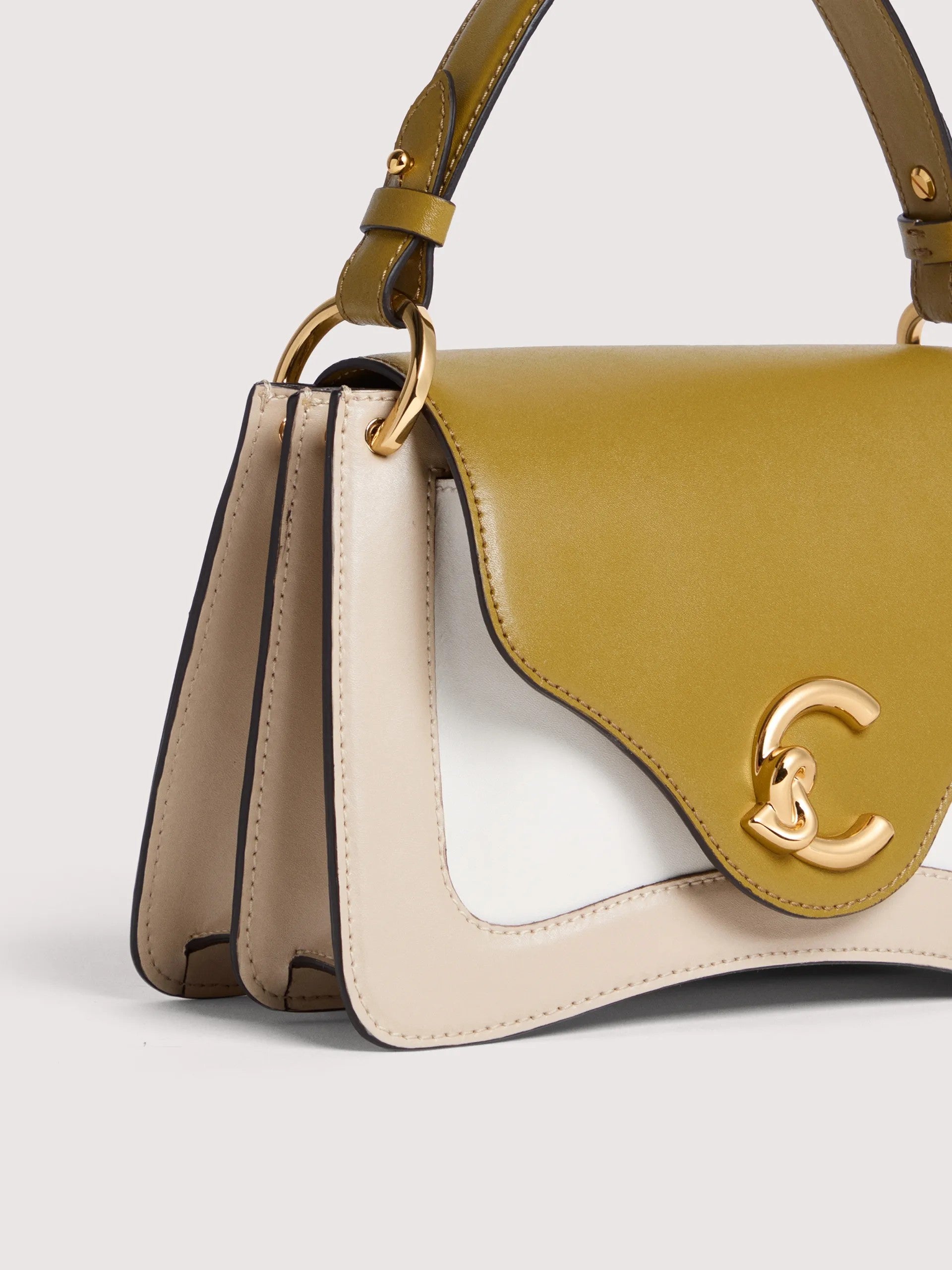 Coccinelle borsa a mano in pelle "C-Me Calf Tricolor" Multicolor E1U4H180201.808 SANDS/SEAG/PEA