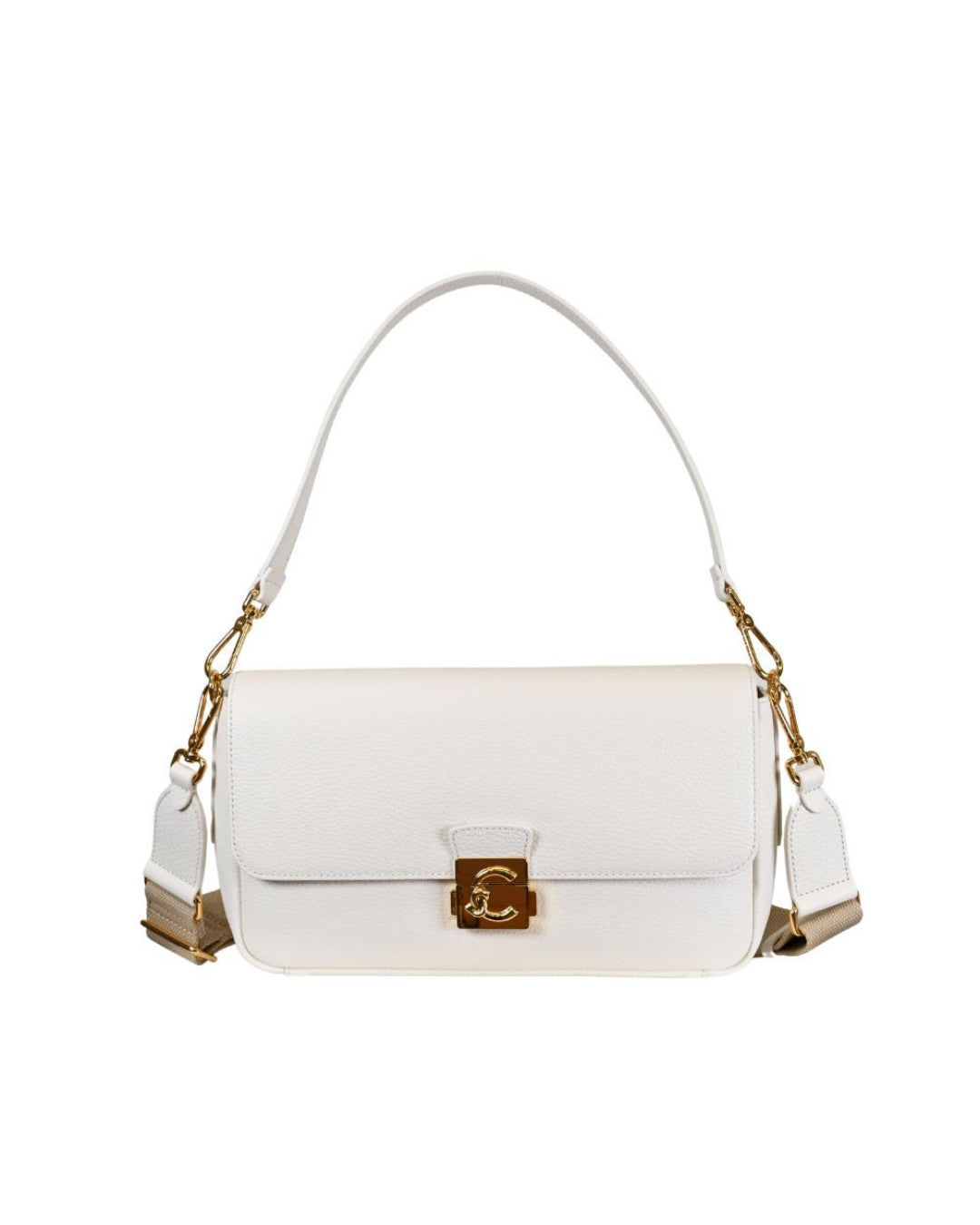 Coccinelle borsa a spalla in pelle "C-Me Lock" Bianco E1U4K120101.N17 PEARL