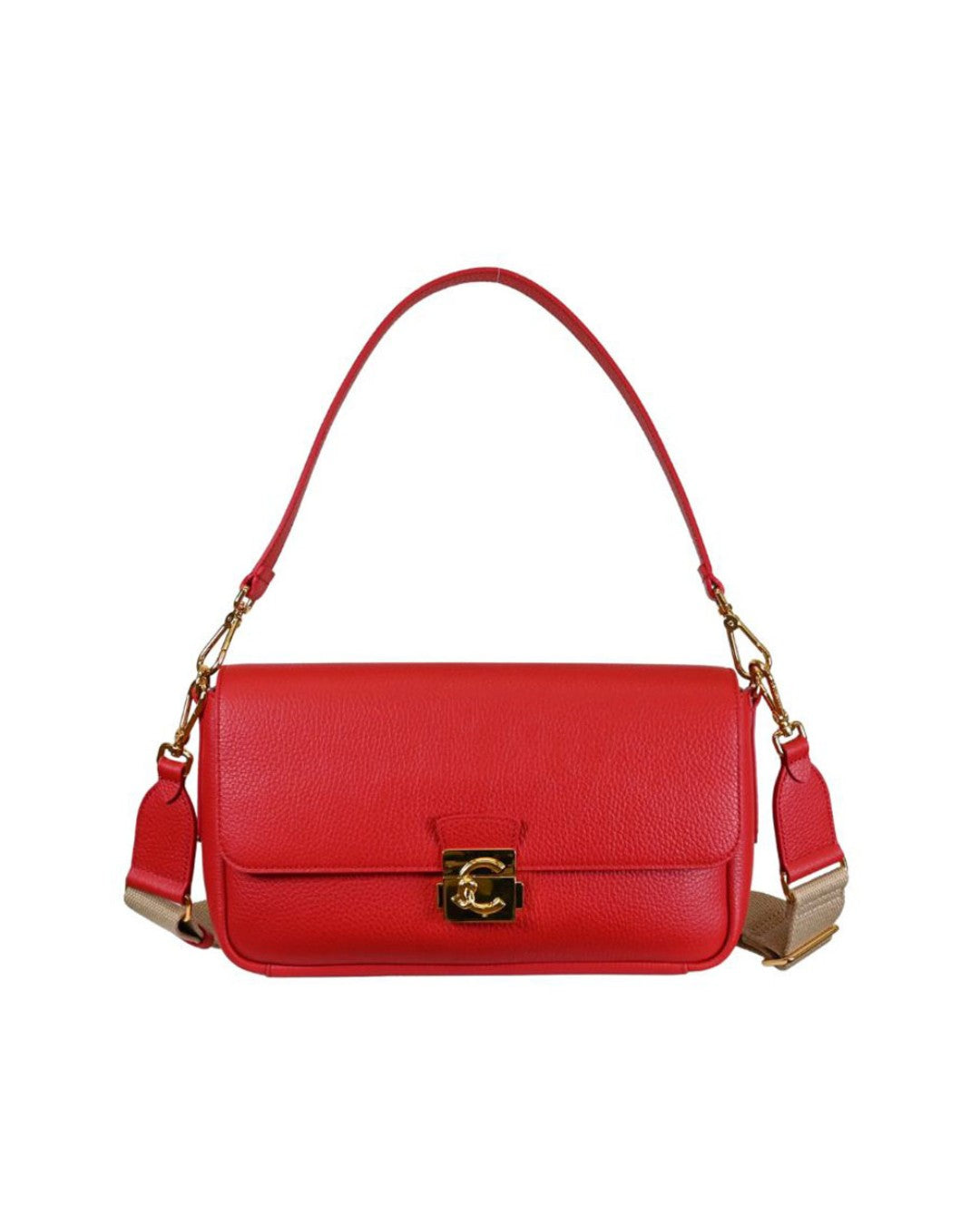 Coccinelle borsa a spalla in pelle "C-Me Lock" Rosso E1U4K120101.R02 SCARLET