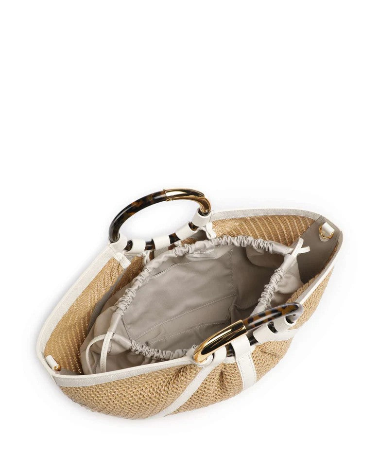 Coccinelle borsa a mano in raffia e pelle "Shell Straw" Bianco E1U5D180101.392 NATURAL/PEARL