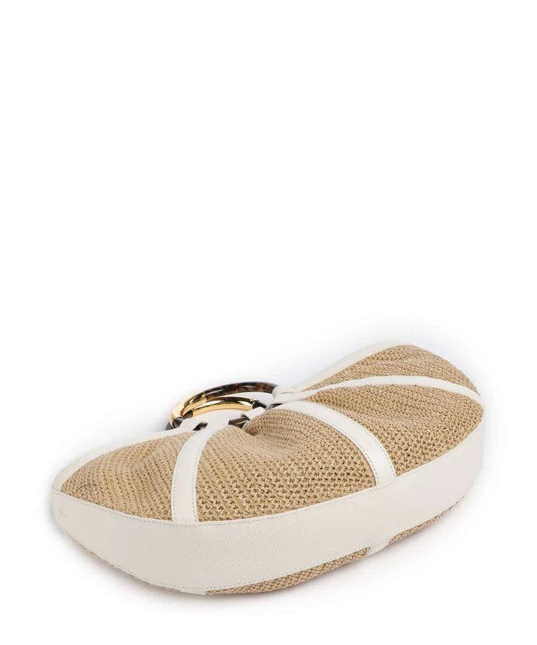 Coccinelle borsa a mano in raffia e pelle "Shell Straw" Bianco E1U5D180101.392 NATURAL/PEARL