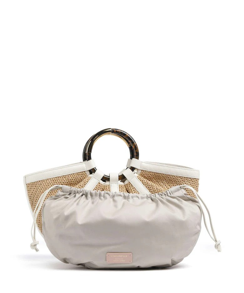 Coccinelle borsa a mano in raffia e pelle "Shell Straw" Bianco E1U5D180101.392 NATURAL/PEARL