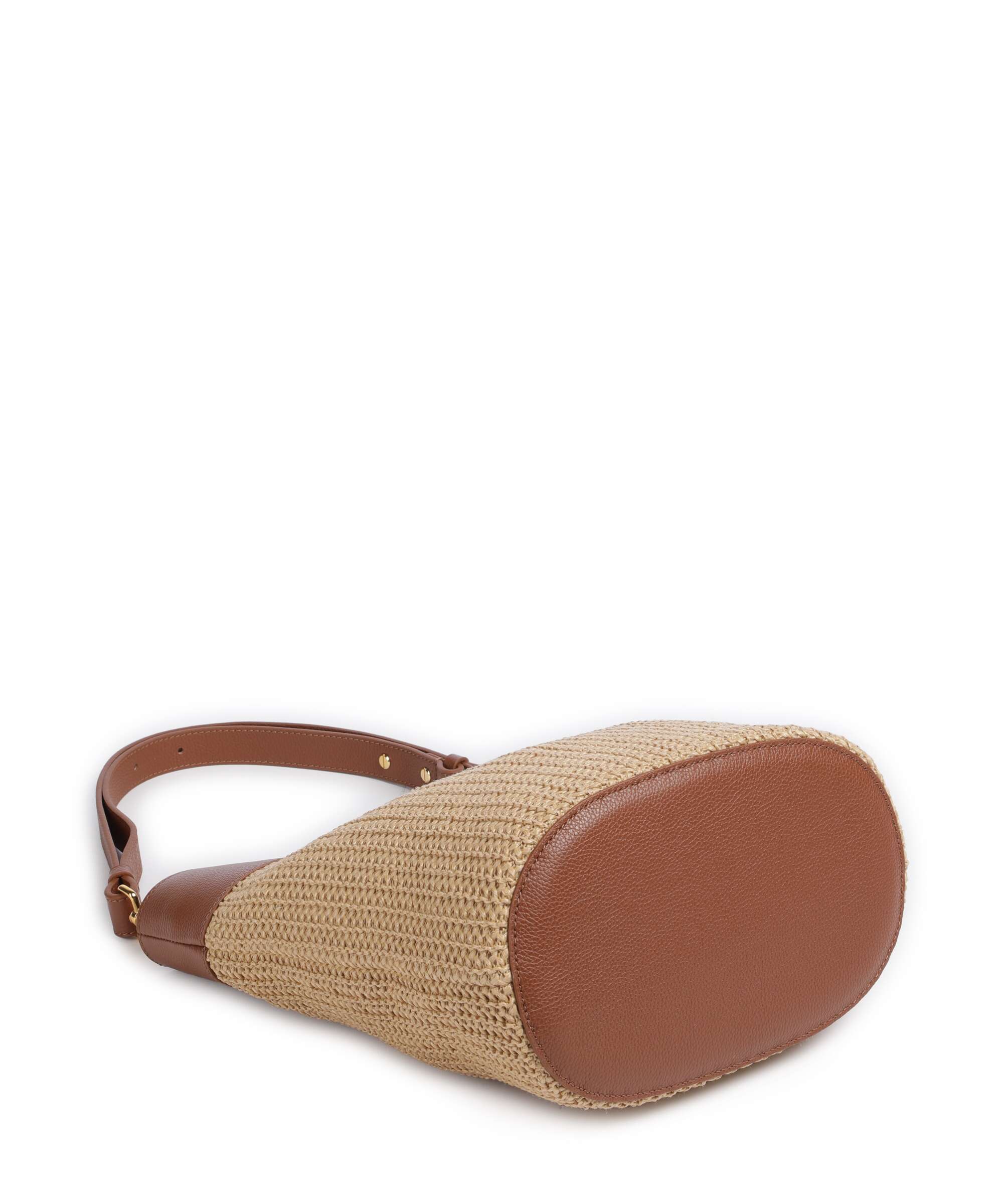 Coccinelle borsa secchiello in rafia e pelle "Nikla Straw" Cuoio E1UA0230101.675 NATURAL/COGNAC