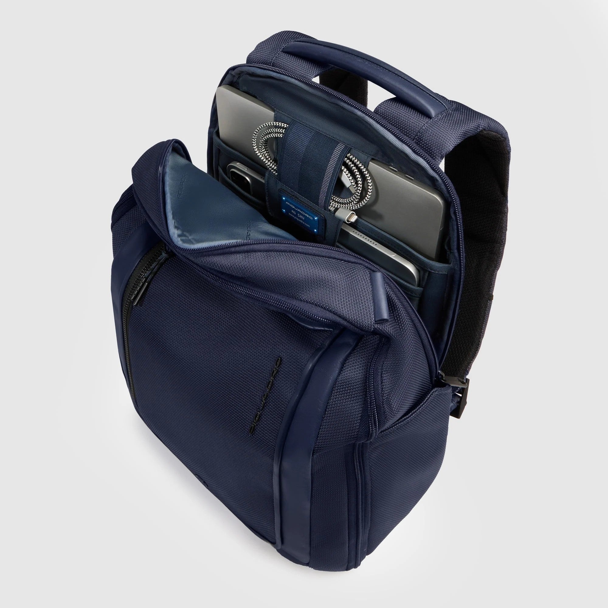 Piquadro zaino in tessuto e pelle "Lyss" Blu CA6928S143BM.BLU