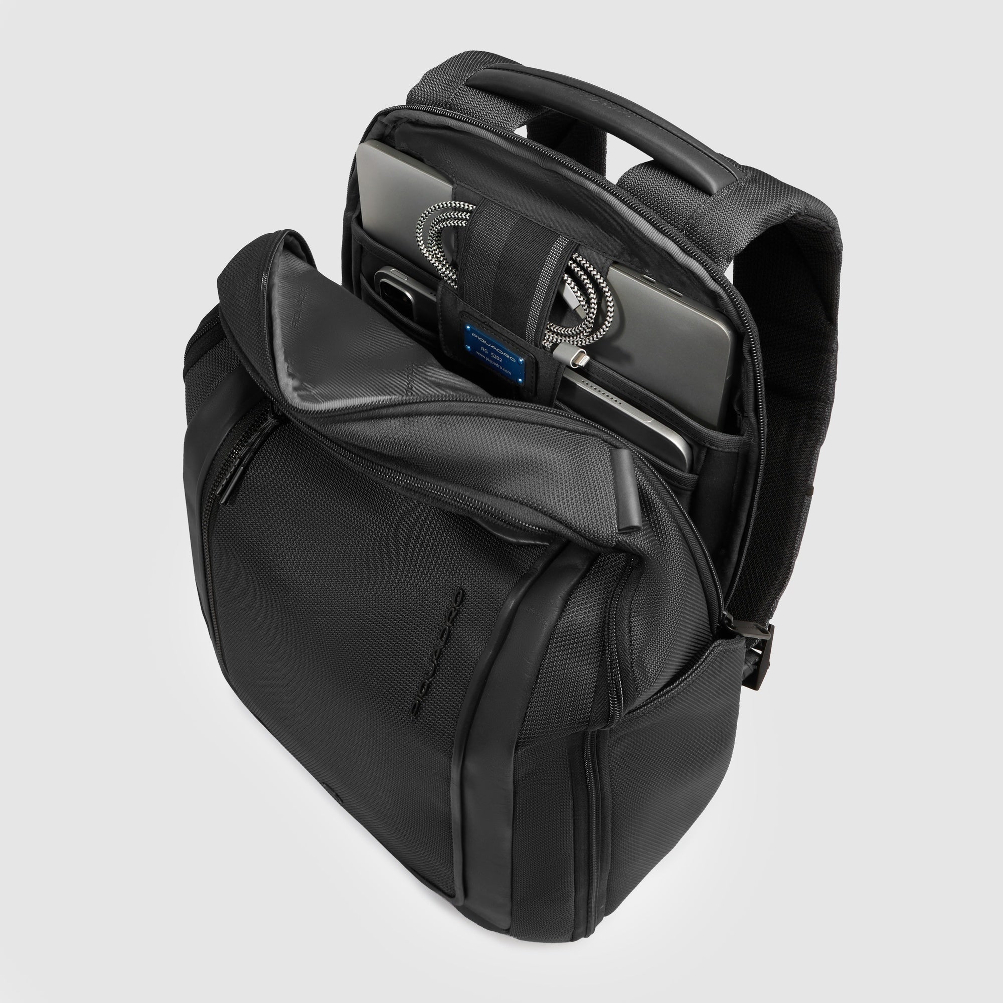 Piquadro zaino in tessuto e pelle "Lyss" Nero CA6928S143BM.N