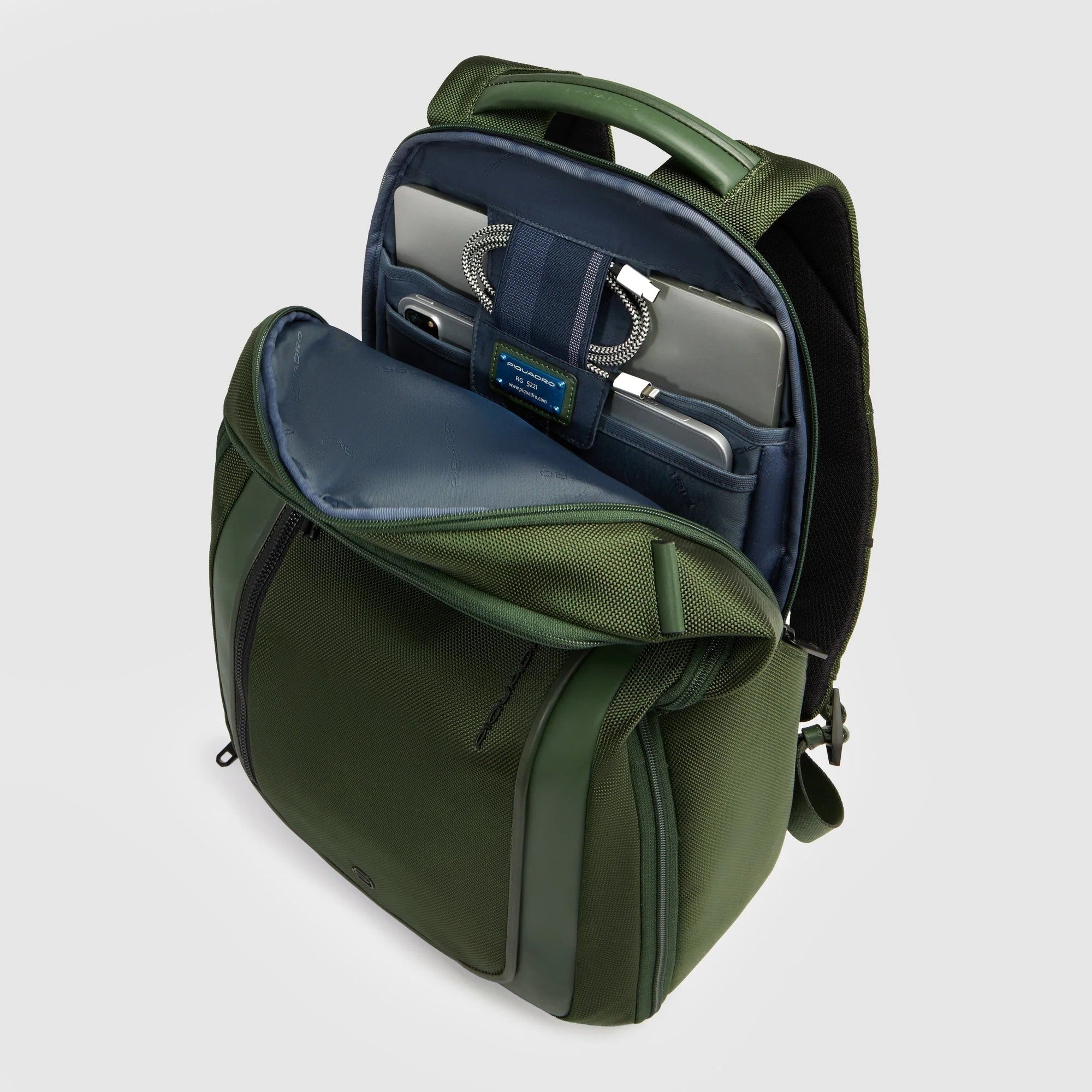 Piquadro zaino in tessuto e pelle "Lyss" Verde CA6928S143BM.VE