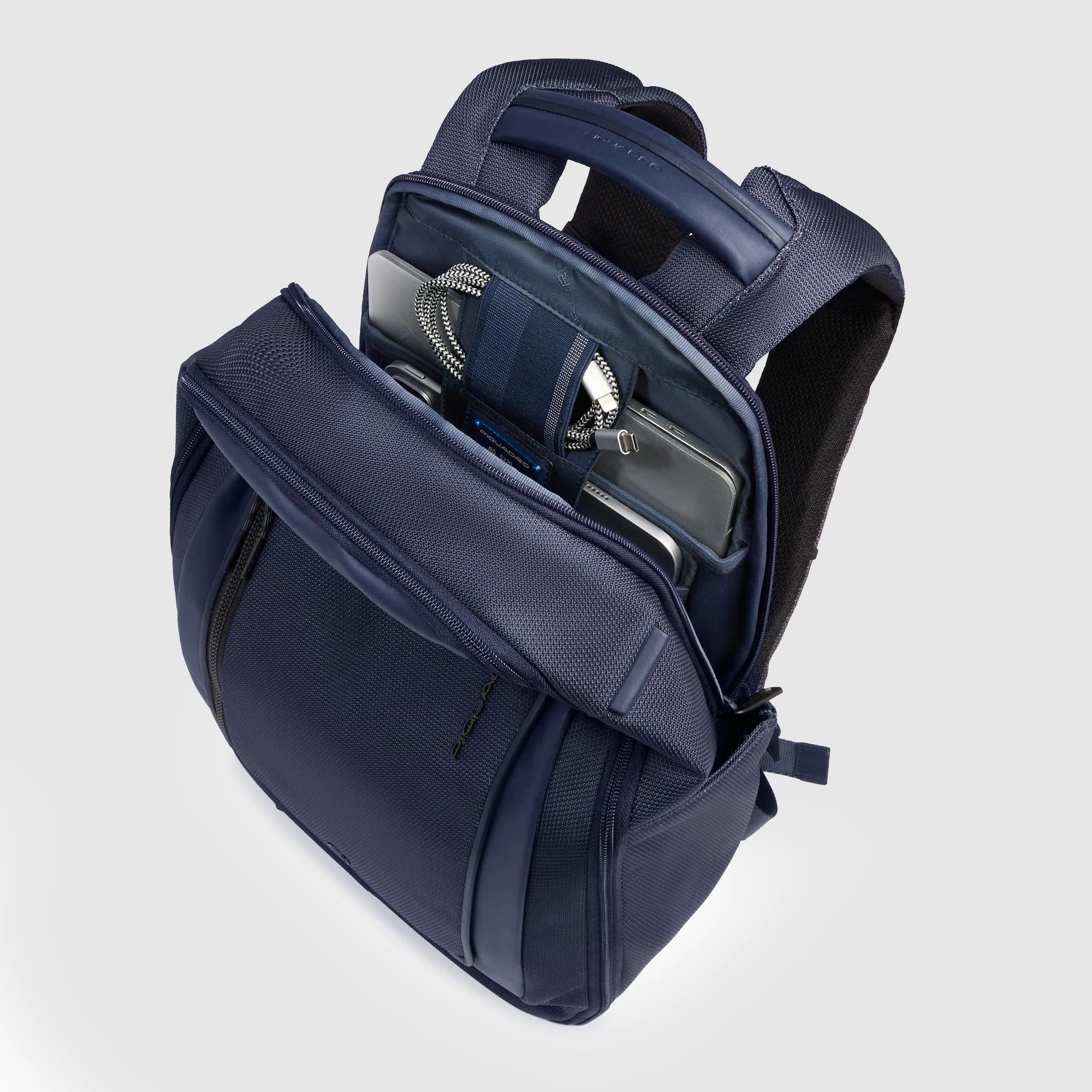 Piquadro zaino in tessuto e pelle "Lyss" Blu CA6927S143BM.BLU