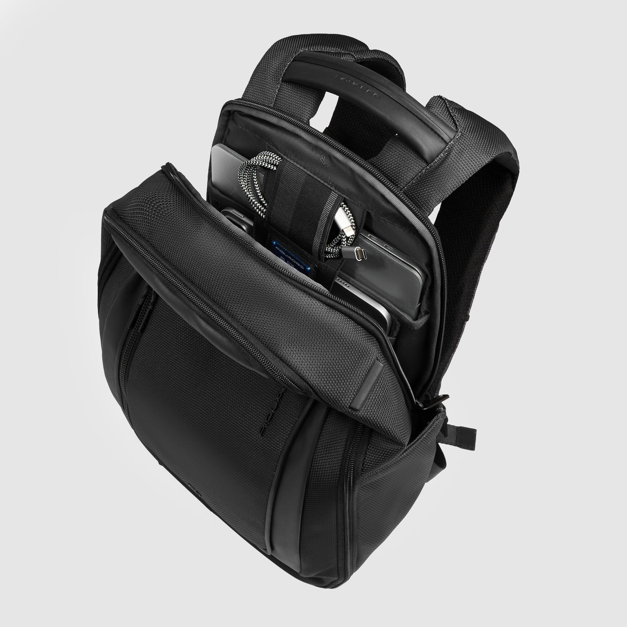 Piquadro zaino in tessuto e pelle "Lyss" Nero CA6927S143BM.N