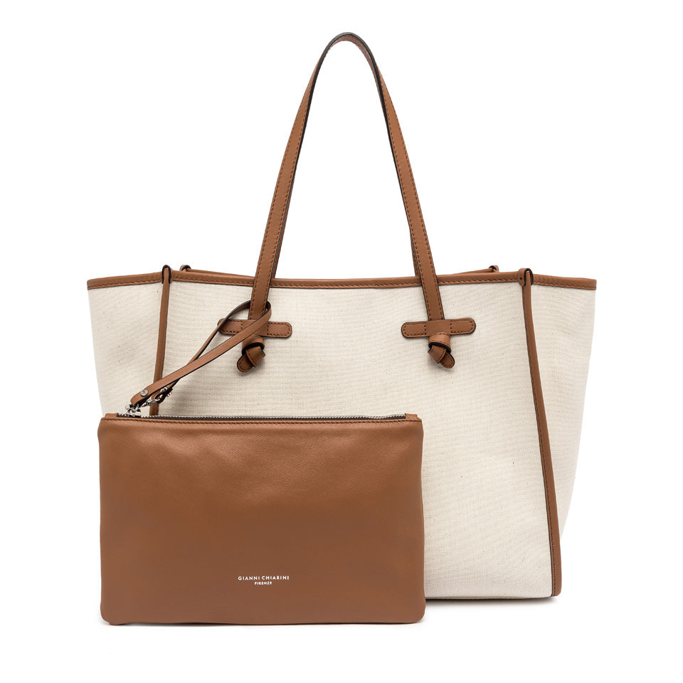 Gianni Chiarini borsa shopping in tessuto e pelle "Marcella" Avorio BS6850COMMCNV-SE.13931 PANNA