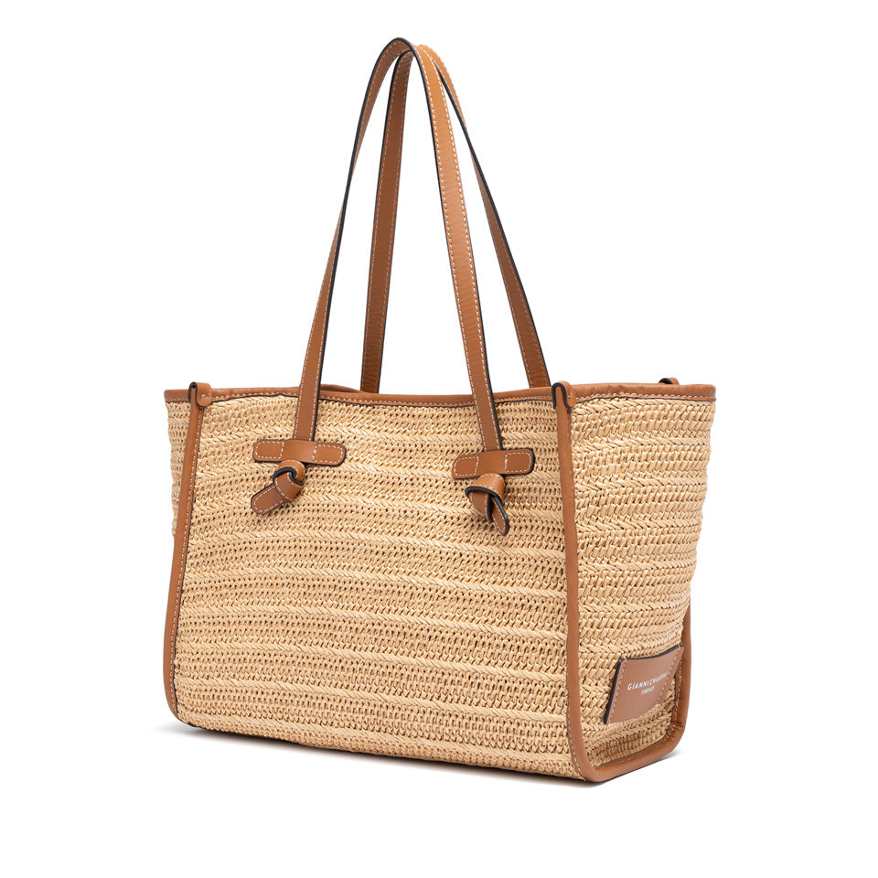 Gianni Chiarini borsa shopping in raffia e pelle "Marcella" Beige BS6849COMM RVMRK.064 NATURALE