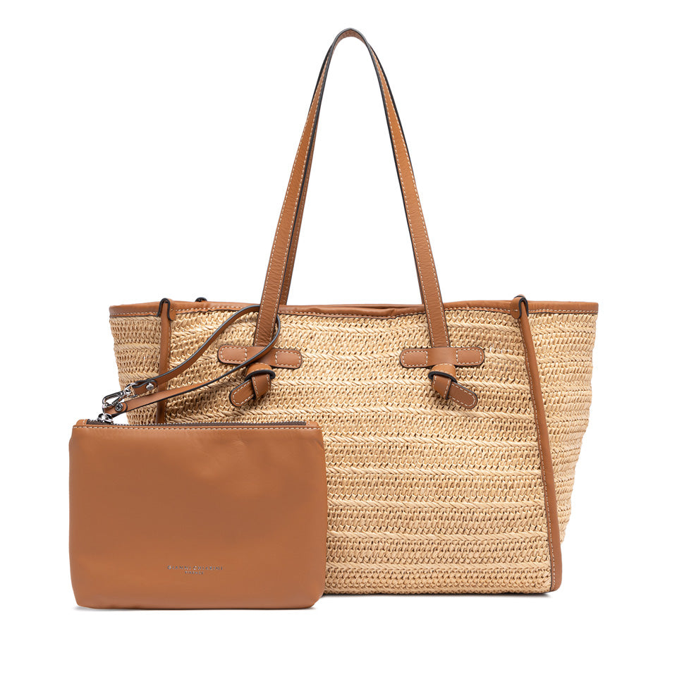 Gianni Chiarini borsa shopping in raffia e pelle "Marcella" Beige BS6849COMM RVMRK.064 NATURALE