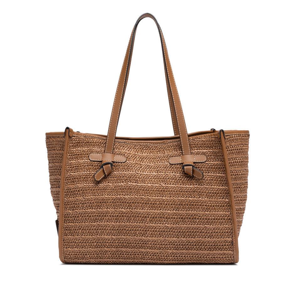 Gianni Chiarini borsa shopping in raffia e pelle "Marcella" Cuoio BS6849COMM RVMRK.1117 CARAMELL
