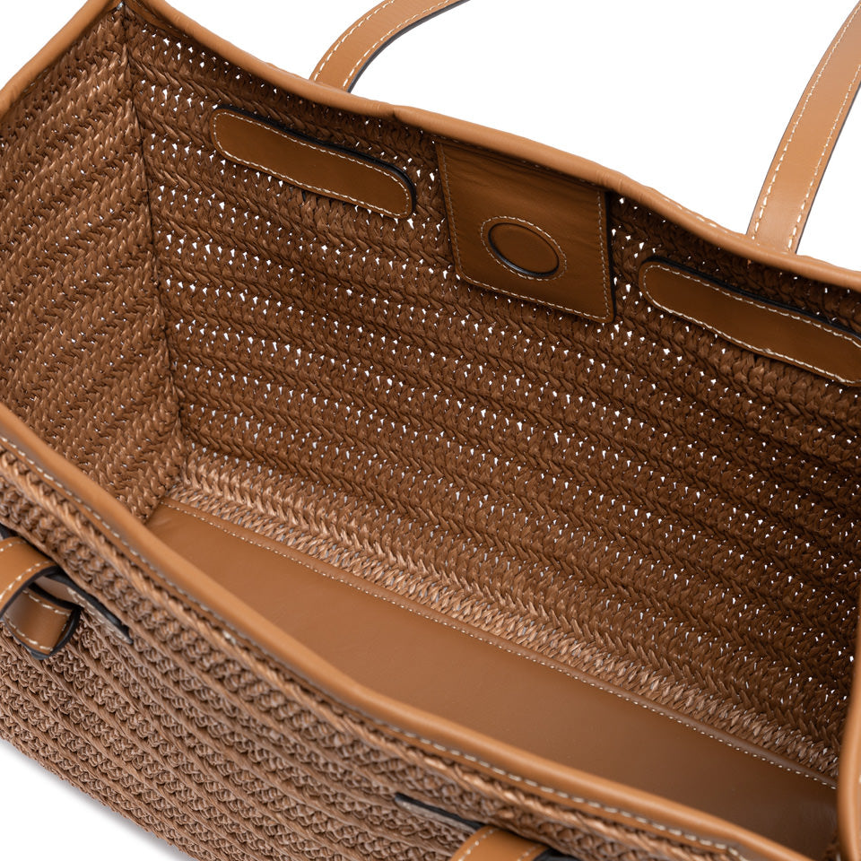 Gianni Chiarini borsa shopping in raffia e pelle "Marcella" Cuoio BS6849COMM RVMRK.1117 CARAMELL