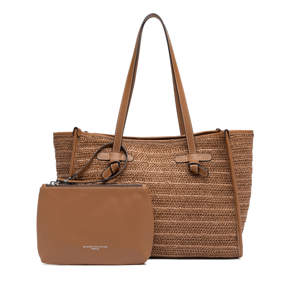 Gianni Chiarini borsa shopping in raffia e pelle "Marcella" Cuoio BS6849COMM RVMRK.1117 CARAMELL