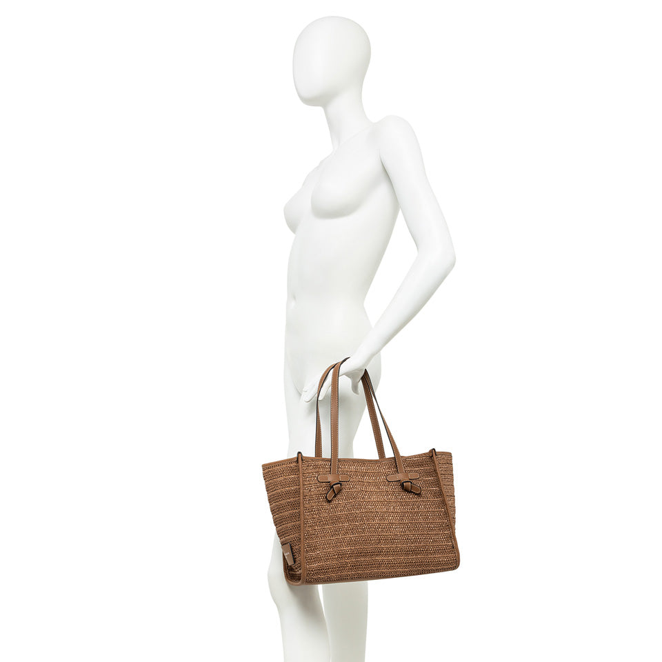 Gianni Chiarini borsa shopping in raffia e pelle "Marcella" Cuoio BS6849COMM RVMRK.1117 CARAMELL