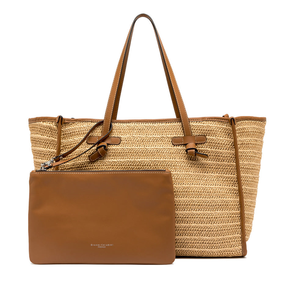 Gianni Chiarini borsa shopping in raffia e pelle "Marcella" Beige BS6850COMM RVMRK.064 NATURALE