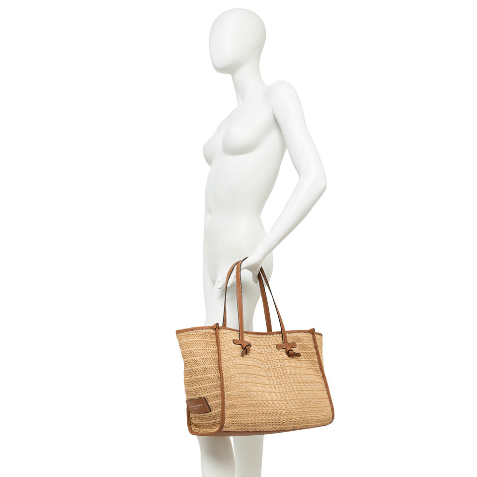 Gianni Chiarini borsa shopping in raffia e pelle "Marcella" Beige BS6850COMM RVMRK.064 NATURALE