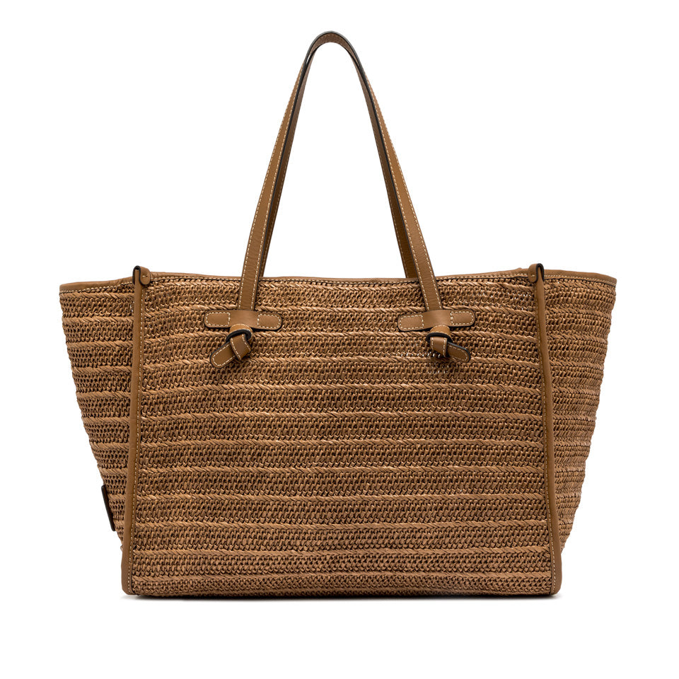 Gianni Chiarini borsa shopping in raffia e pelle "Marcella" Marrone BS6850COMM RVMRK.1117 CARAMELL