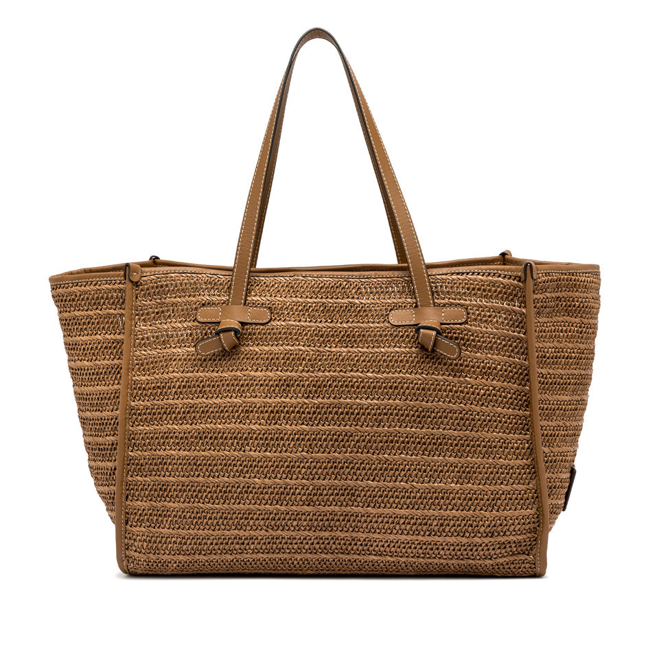 Gianni Chiarini borsa shopping in raffia e pelle "Marcella" Marrone BS6850COMM RVMRK.1117 CARAMELL