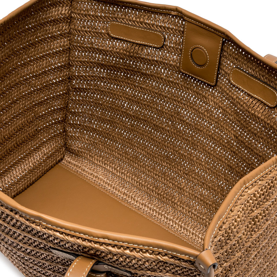 Gianni Chiarini borsa shopping in raffia e pelle "Marcella" Marrone BS6850COMM RVMRK.1117 CARAMELL