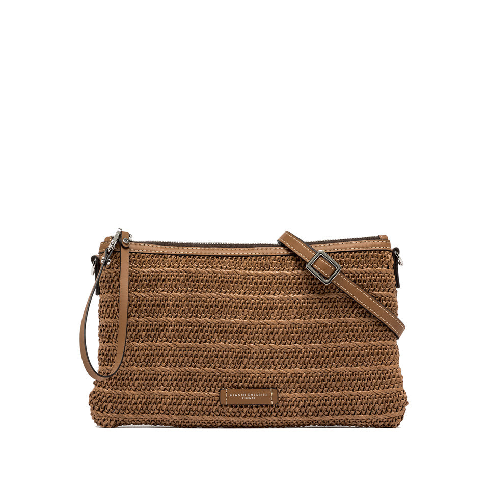 Gianni Chiarini pochette in raffia e pelle "Marcella" Cuoio BS10865COMM RVMRK.1117 CARAMEL