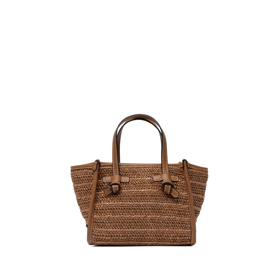Gianni Chiarini borsa a mano in raffia e pelle "Miss Marcella" Cuoio BS8065COMM RVMRK.1117 CARAMELL