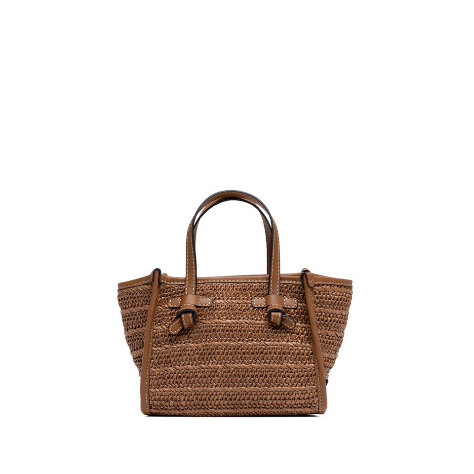 Gianni Chiarini borsa a mano in raffia e pelle "Miss Marcella" Cuoio BS8065COMM RVMRK.1117 CARAMELL