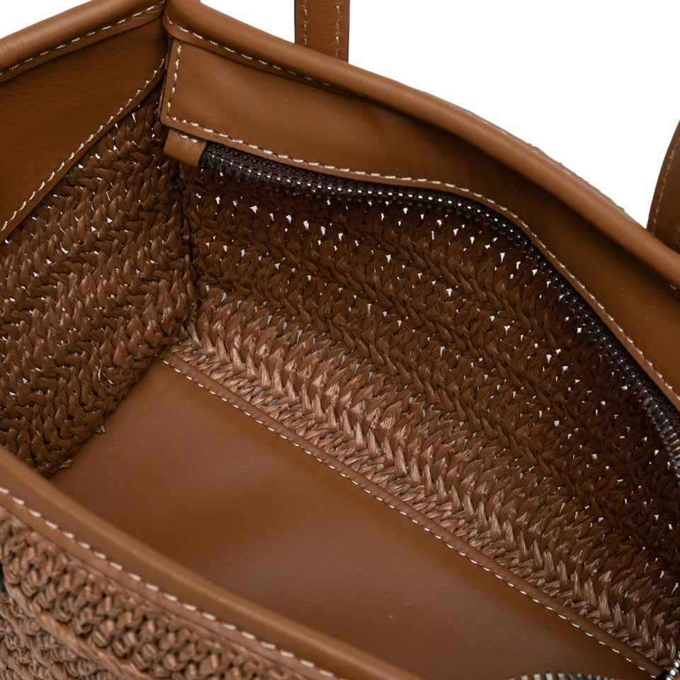 Gianni Chiarini borsa a mano in raffia e pelle "Miss Marcella" Cuoio BS8065COMM RVMRK.1117 CARAMELL