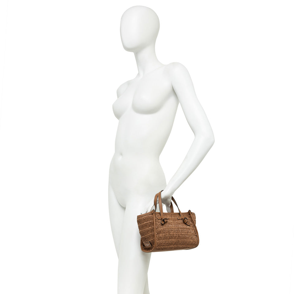Gianni Chiarini borsa a mano in raffia e pelle "Miss Marcella" Cuoio BS8065COMM RVMRK.1117 CARAMELL