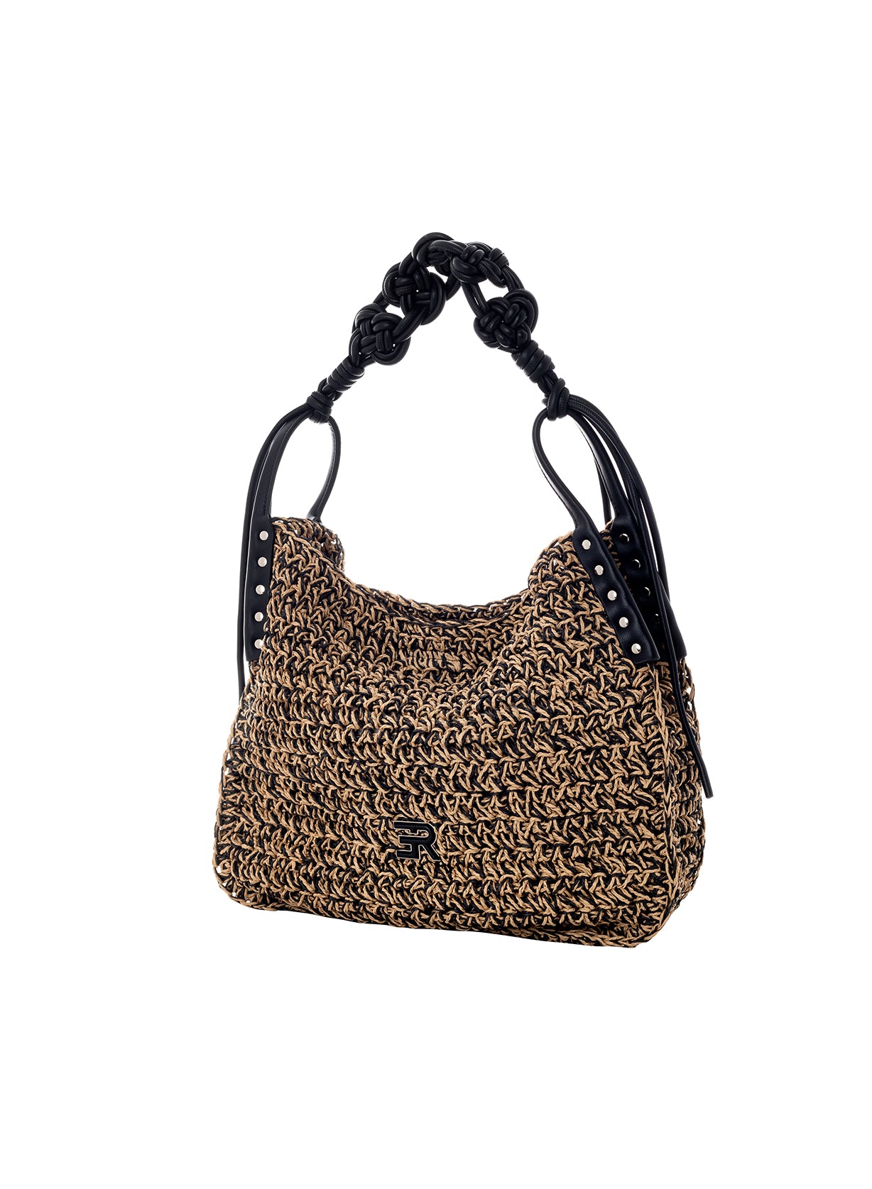 Ermanno Firenze borsa a spalla in rafia "Anika" Nero 12402083.BLK