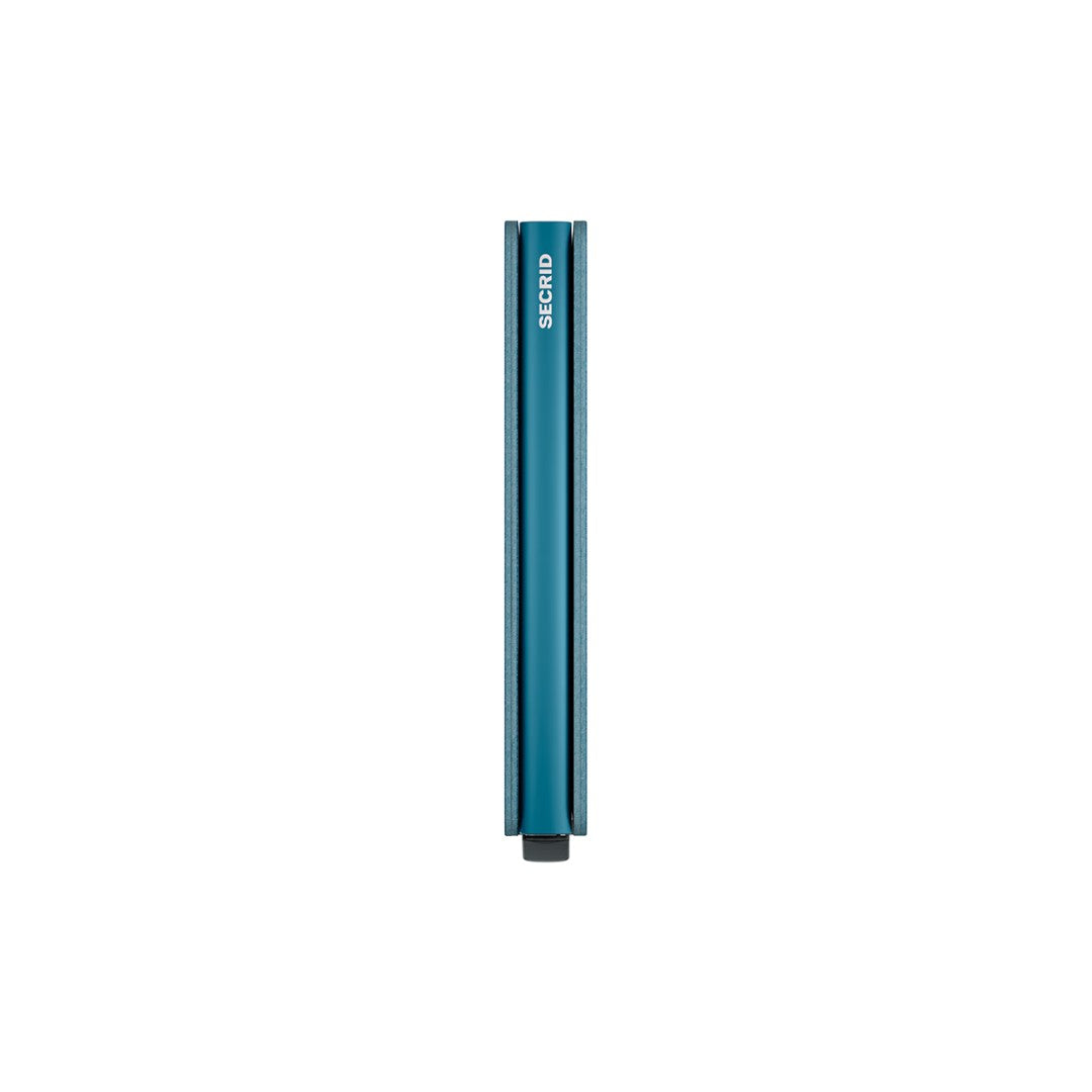 Secrid portafogli compatto in alluminio e pelle "Slimwallet Vintage" Petrolio SV.TEAL