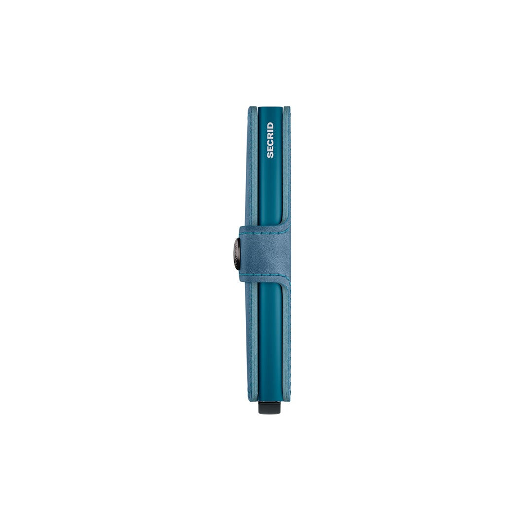 Secrid portafogli compatto in alluminio e pelle "Miniwallet Vintage" Petrolio MV.TEAL