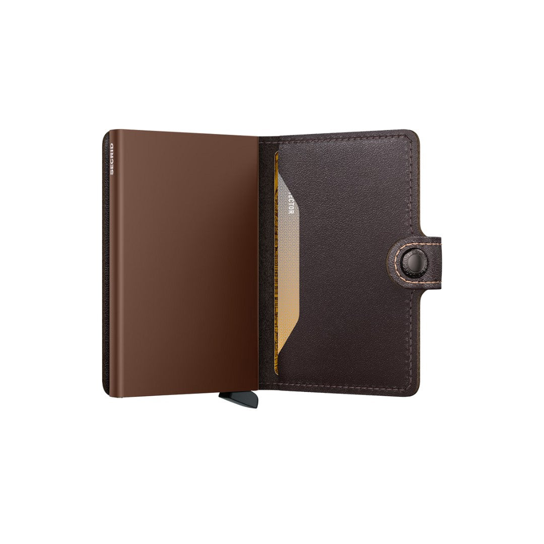 Secrid portafogli compatto in alluminio e pelle "Miniwallet Original" Marrone MO.CHOCOLATE