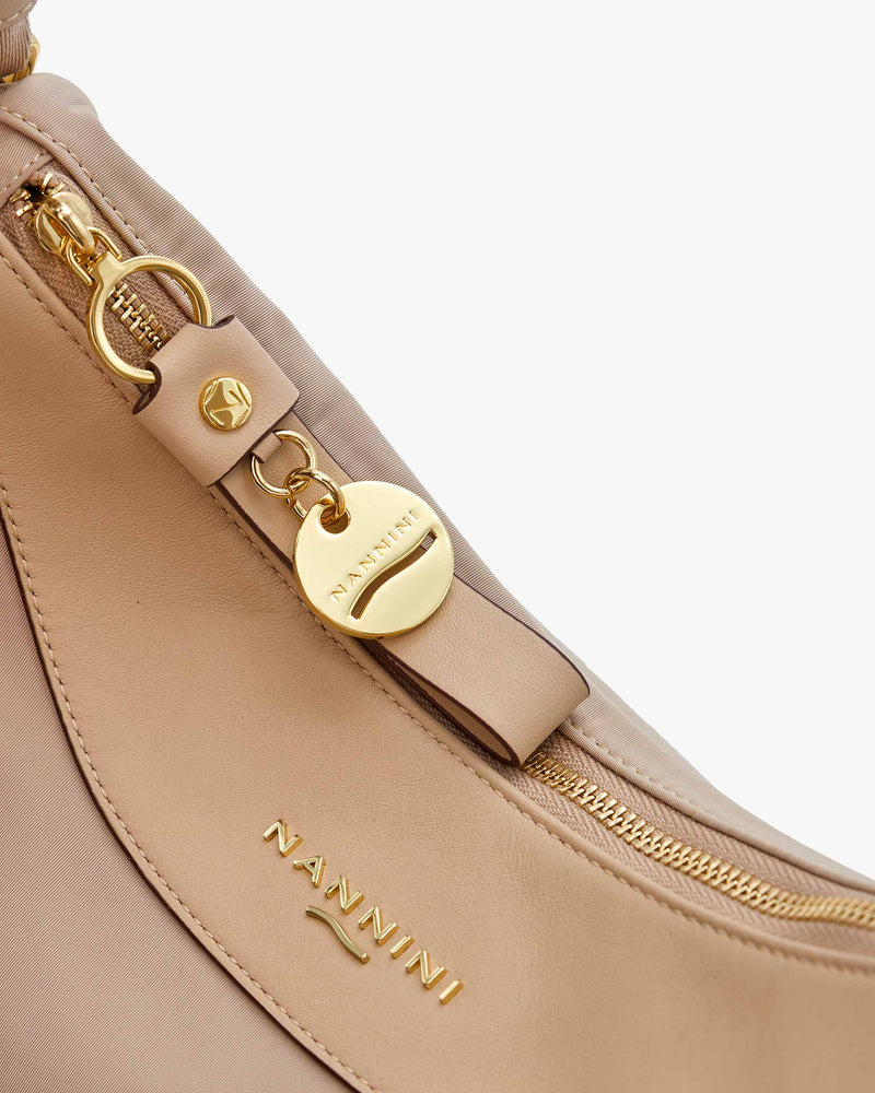 Nannini borsa a tracolla in tessuto e pelle "Liberty" Beige 18243.BEIGE