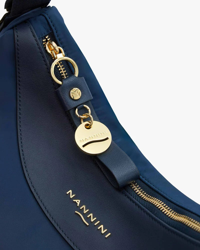 Nannini borsa a tracolla in tessuto e pelle "Liberty" Blu 18243.NAVY