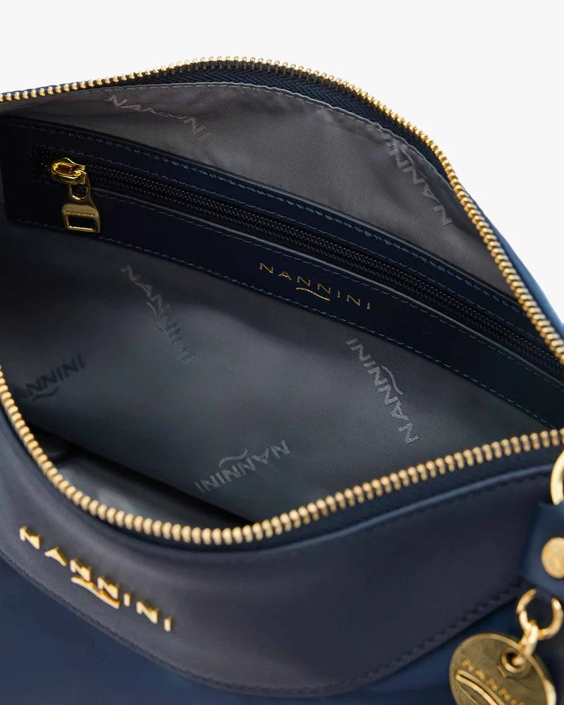 Nannini borsa a tracolla in tessuto e pelle "Liberty" Blu 18243.NAVY