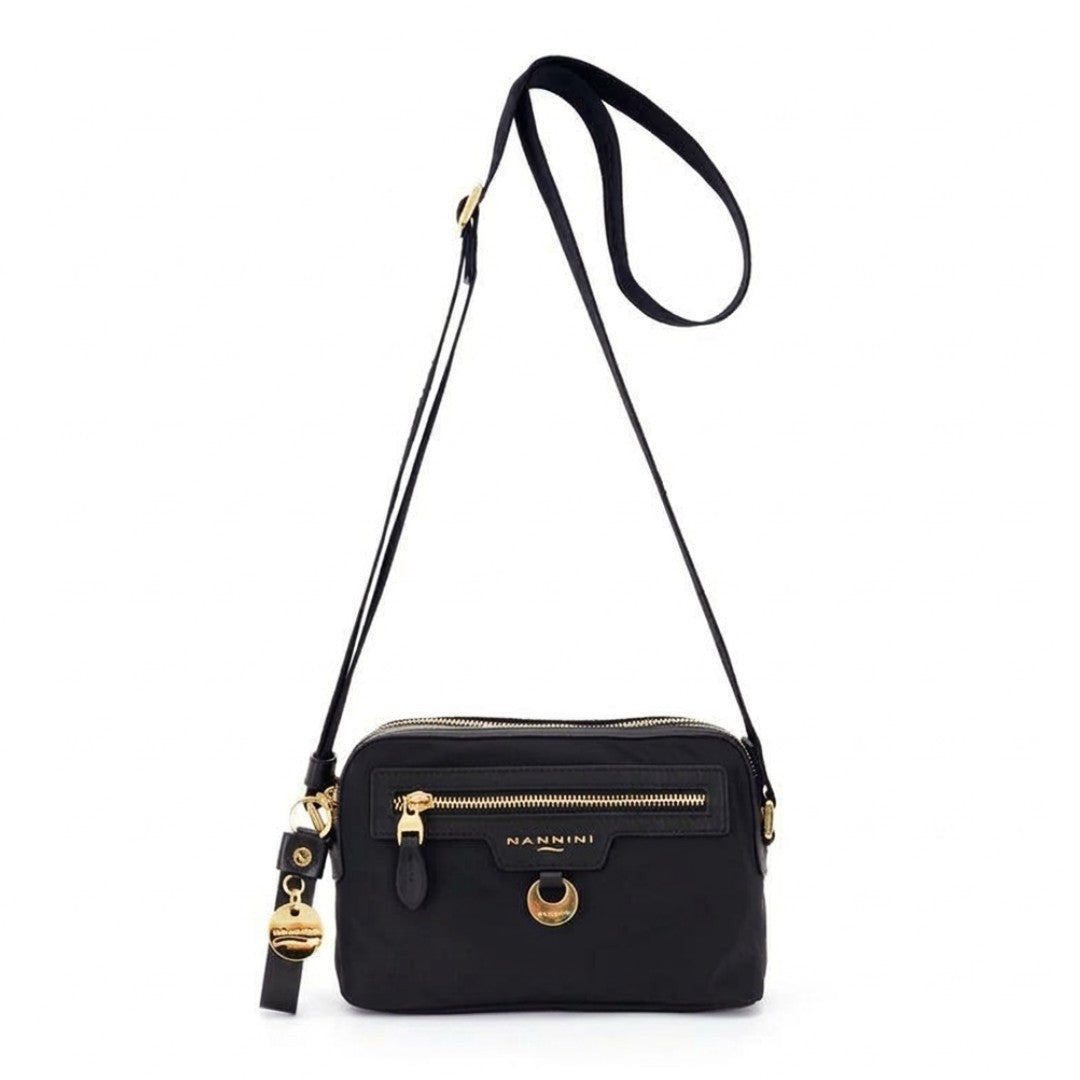 Nannini borsa a tracolla in pelle e tessuto "Liberty" Nero 18450.NERO