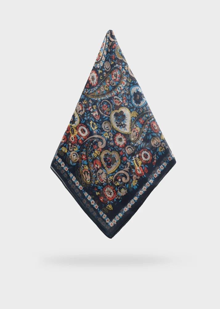 Nalì foulard in poliestere "Fantasia floreale" Multicolor BOSC0191.NERO