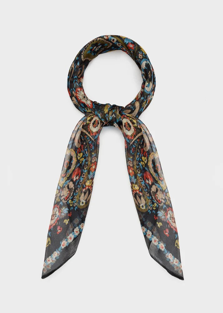 Nalì foulard in poliestere "Fantasia floreale" Multicolor BOSC0191.NERO