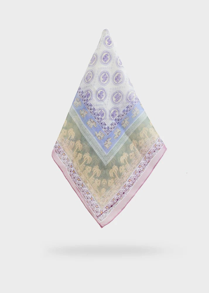 Nalì foulard in poliestere "Fantasia elefanti" Multicolor BOSC0192.VIOLA/VERDE