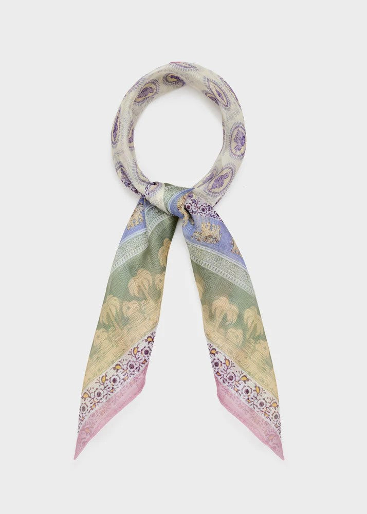Nalì foulard in poliestere "Fantasia elefanti" Multicolor BOSC0192.VIOLA/VERDE