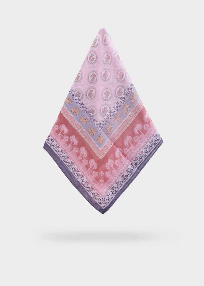 Nalì foulard in poliestere "Fantasia elefanti" Multicolor BOSC0192.VIOLA/LILLA