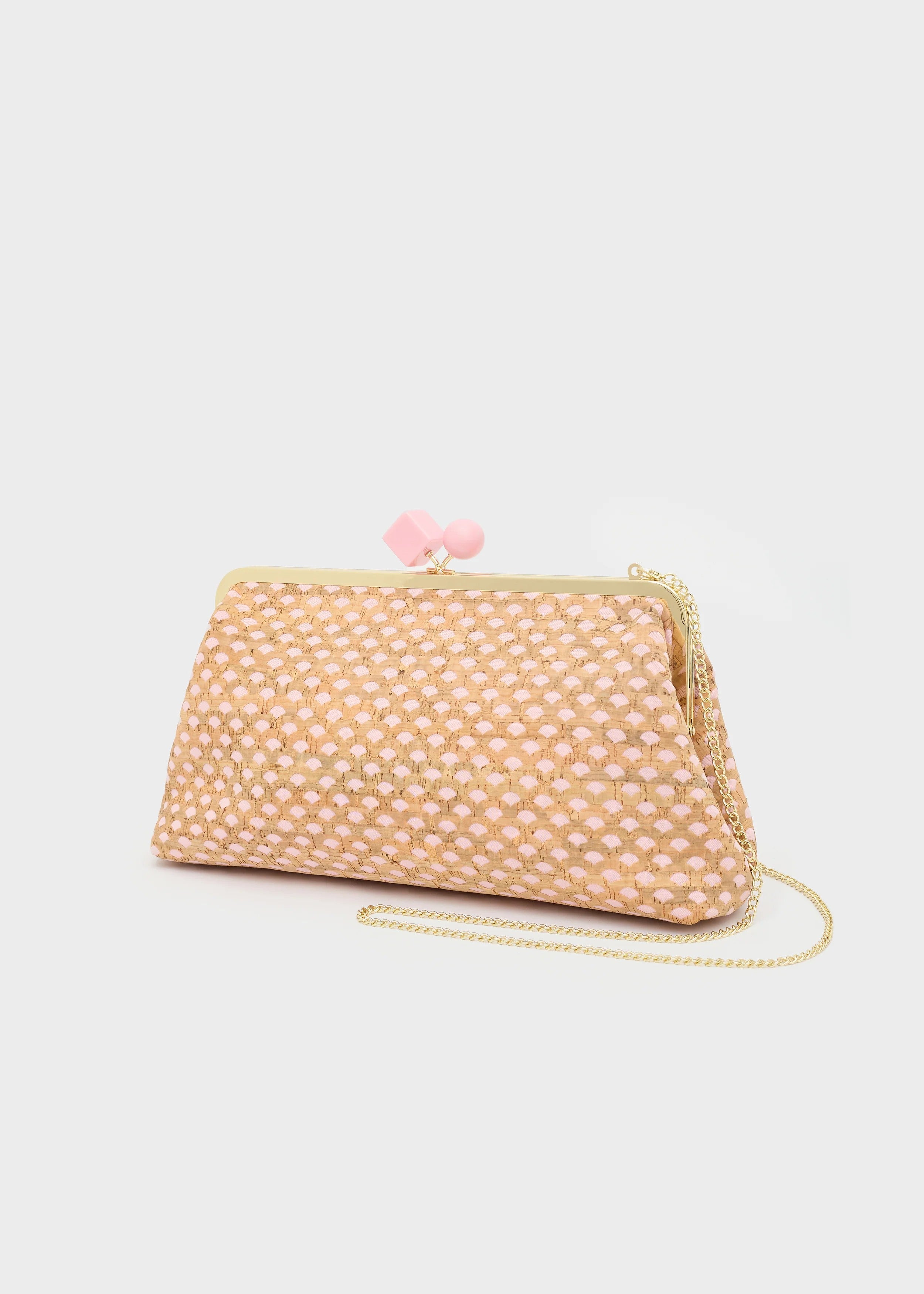 Nalì pochette in sughero e tessuto "Nadia" Rosa LYPC0048.ROSA